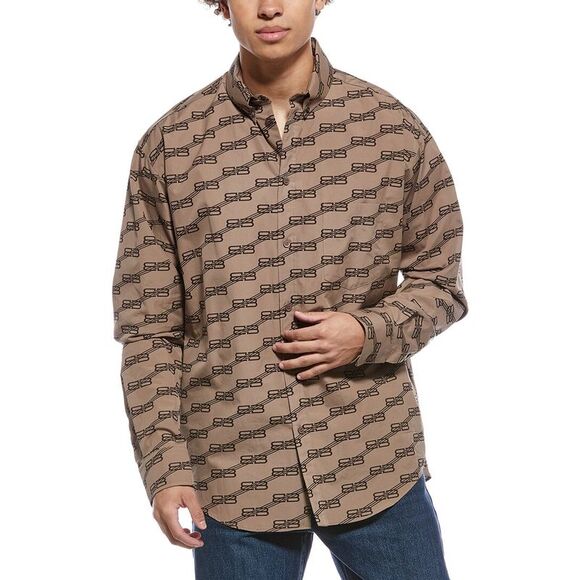Balenciaga MensMonogram Overshirt Tan